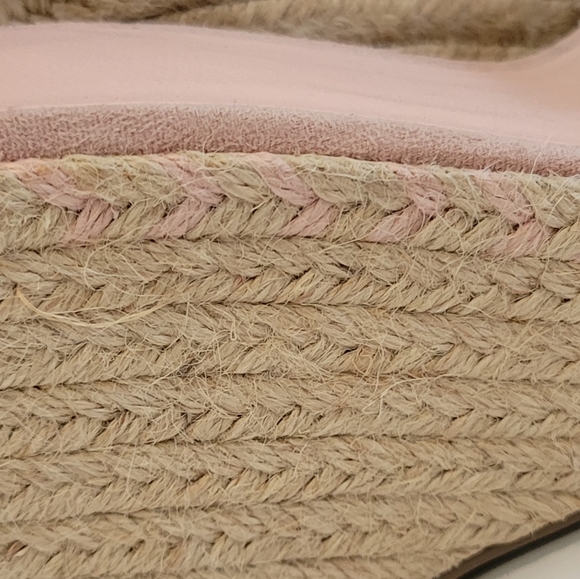 NWOT Espadrille Braided Suede Open Toed Ankle Strap Wedges - Picture 4 of 8